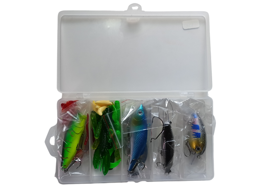 Compact Fishing Lure & Tackle Kit - Hard Baits, Soft Plastics & Terminal Tackle
