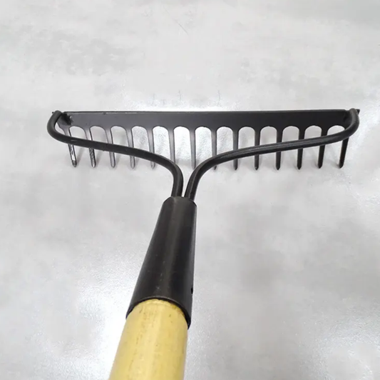 Premium 14-Tooth Carbon Steel Garden Bow Rake with Solid Wood Handle