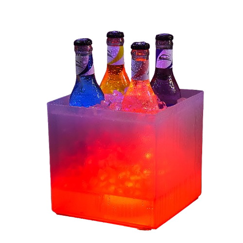 Nightclub LED Acrylic Ice Bucket - 3.5L Transparent Square