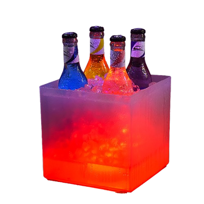 Nightclub LED Acrylic Ice Bucket - 3.5L Transparent Square