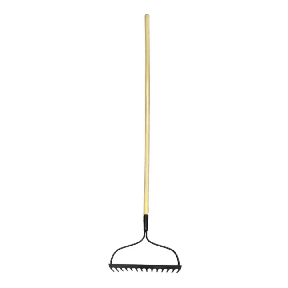 Premium 14-Tooth Carbon Steel Garden Bow Rake with Solid Wood Handle