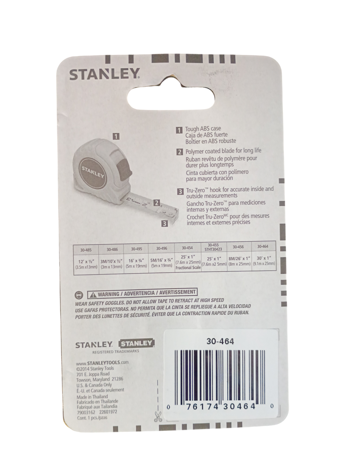 Stanley 30' x 1" High-Impact Tape Measure - 30-464