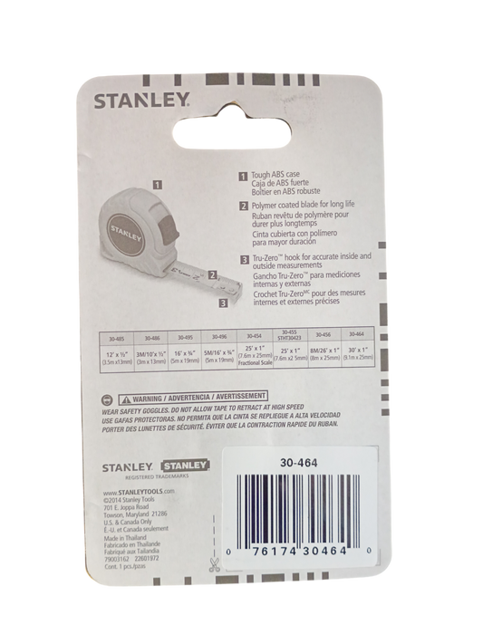 Stanley 30' x 1" High-Impact Tape Measure - 30-464