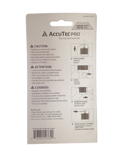 AccuTec PRO Heavy Duty Utility Blades 100-Pack Dispenser - APBL-8016-0000
