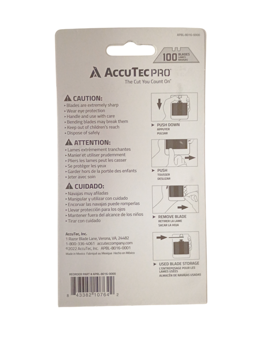 AccuTec PRO Heavy Duty Utility Blades 100-Pack Dispenser - APBL-8016-0000