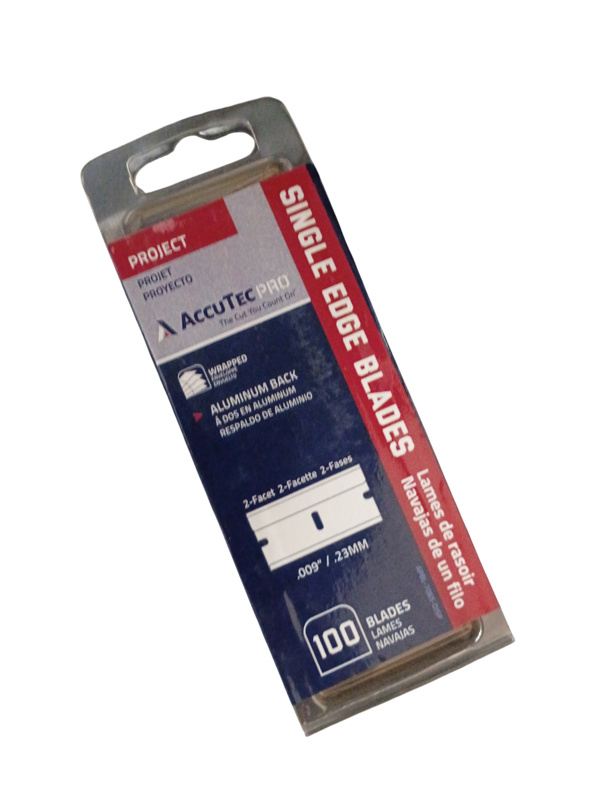 AccuTec PRO 0.009" Aluminum Back Single Edge Razor Blades 100-Pack - APBL-7065-DISP