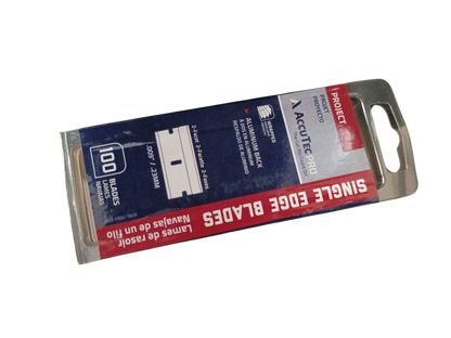 AccuTec PRO 0.009" Aluminum Back Single Edge Razor Blades 100-Pack - APBL-7065-DISP