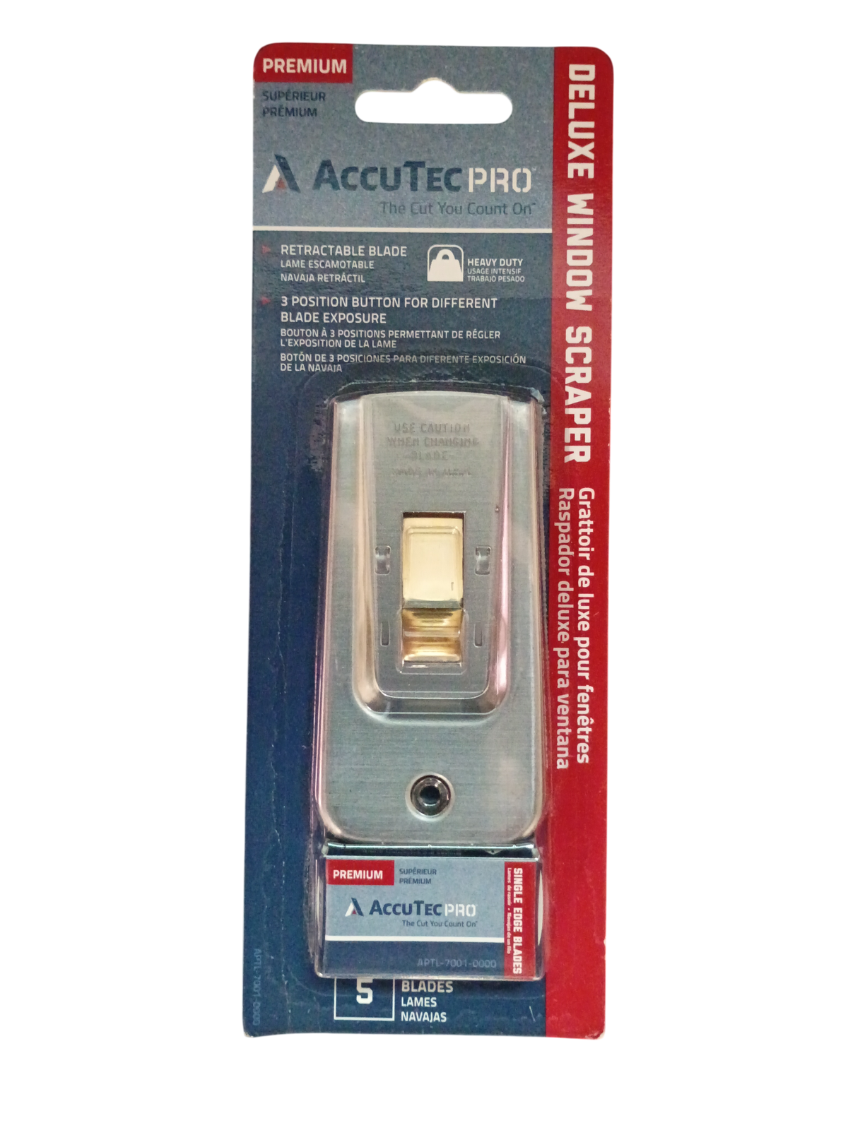 AccuTec PRO Deluxe Retractable Window Scraper with 5 Blades - APTL-7001-0000