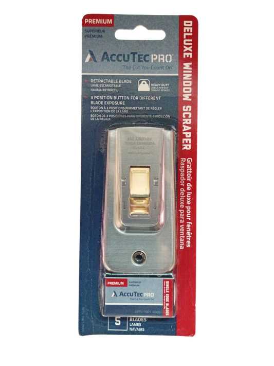 AccuTec PRO Deluxe Retractable Window Scraper with 5 Blades - APTL-7001-0000