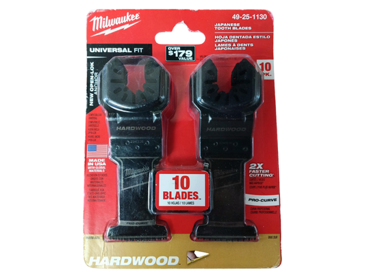 Milwaukee — 1-3/8" High-Carbon Steel Universal Fit Japanese-Teeth Hardwood Cutting Multi-Tool Oscillating Blade (10-Pack)
