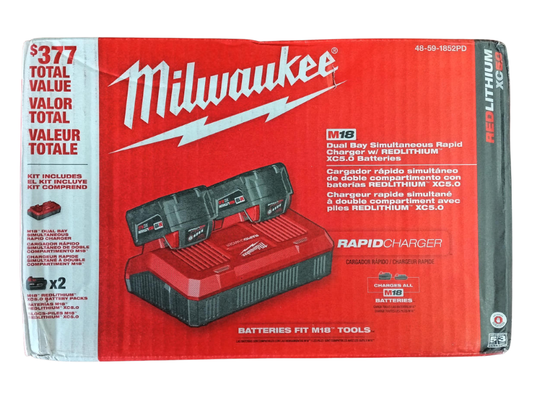 Milwaukee M18 REDLITHIUM 5Ah XC Dual Bay Rapid Charger Kit (48-59-1852PD)