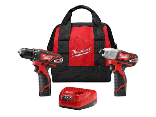 Milwaukee — M12 2-Tool Combo Kit (3/8" Drill Driver & 1/4" Impact Driver) — 2 x 1.5Ah Batteries, Charger & Bag