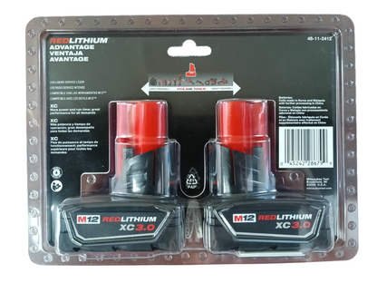 Milwaukee — M12 XC 3.0Ah Extended Capacity Battery Pack (2-Pack, 48-11-2412)