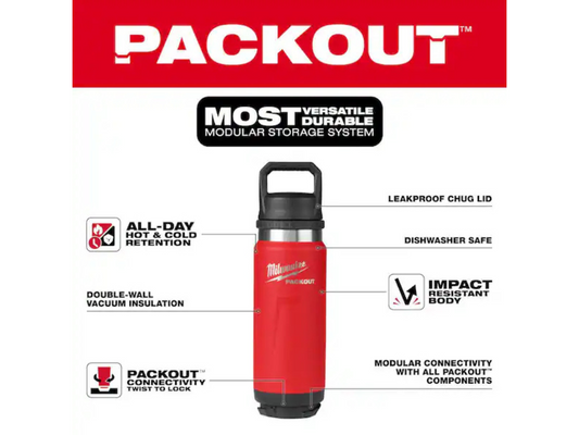 Milwaukee — PACKOUT 24 oz Insulated Bottle w/ Chug Lid (48-22-8396R)