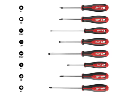 Milwaukee — Phillips / Flat / Square-Hex Drive Screwdriver Set (8-Piece)