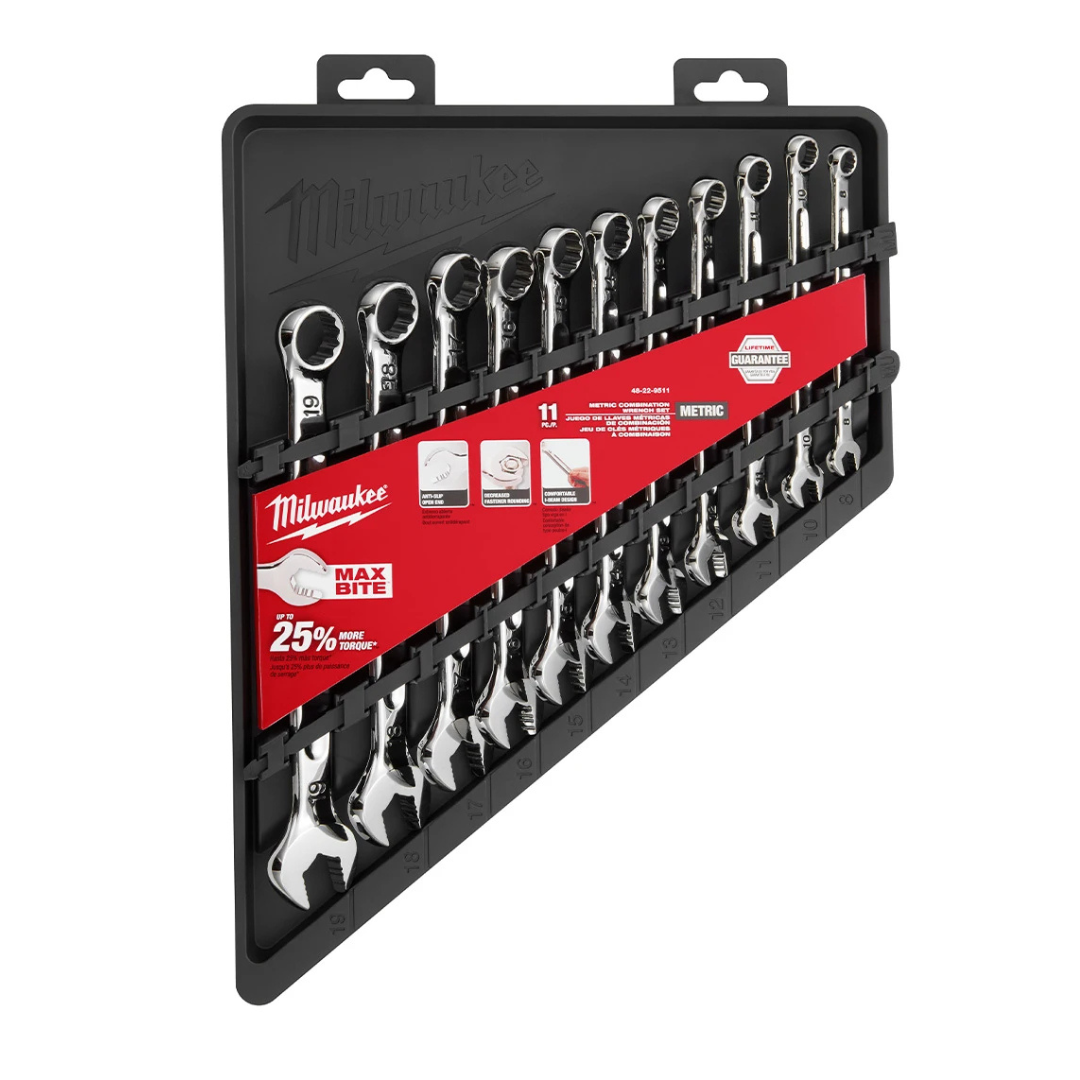 Milwaukee 11-Piece Metric Combination Wrench Set (8mm–19mm) - 48-22-9511