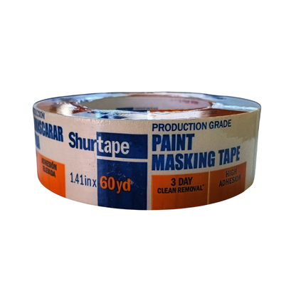 Shurtape CP 66 Contractor Grade Masking Tape - 1.41" x 60 Yds, High Adhesion