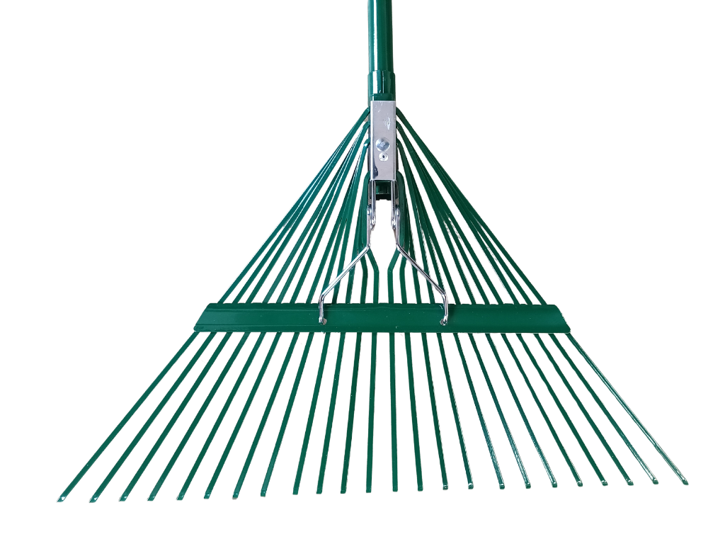 Professional Grade 24-Tine Spring-Action Steel Rake - 22" x 59" Heavy Duty Landscape Tool
