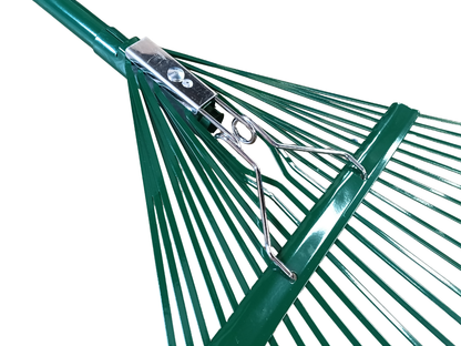 Professional Grade 24-Tine Spring-Action Steel Rake - 22" x 59" Heavy Duty Landscape Tool