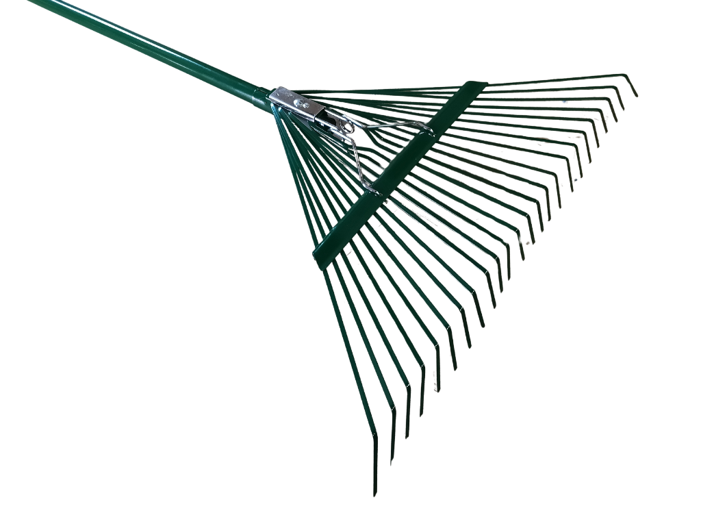Professional Grade 24-Tine Spring-Action Steel Rake - 22" x 59" Heavy Duty Landscape Tool