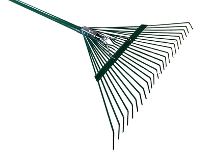 Professional Grade 24-Tine Spring-Action Steel Rake - 22" x 59" Heavy Duty Landscape Tool