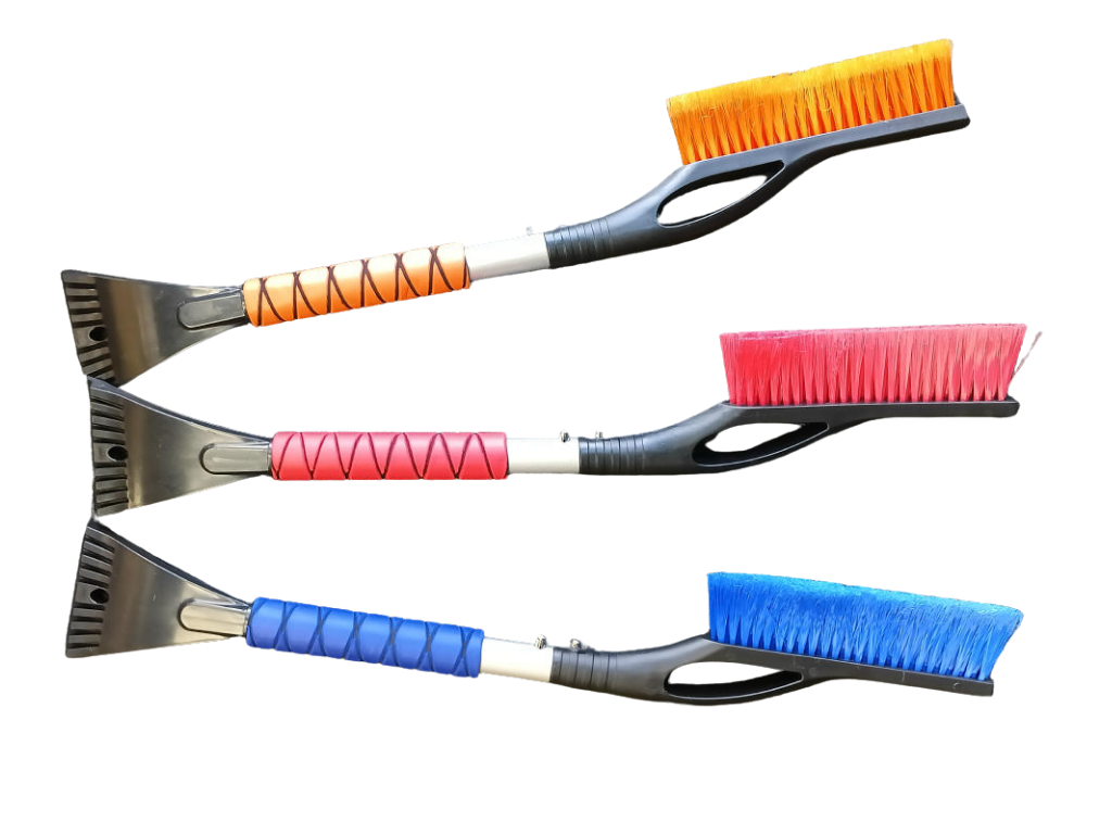 Vehicle Ice Scraper & Snow Brush — Red / Blue / Orange