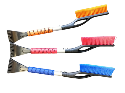 Vehicle Ice Scraper & Snow Brush — Red / Blue / Orange