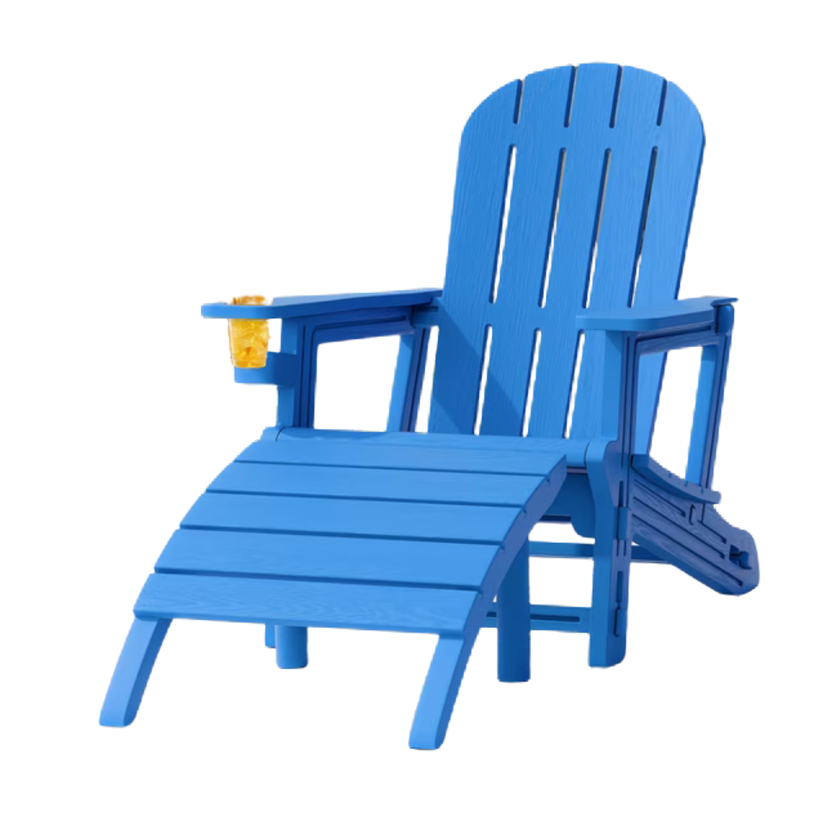 Premium HDPE Weatherproof Adirondack Chair with Hideaway Slide-Out Ottoman
