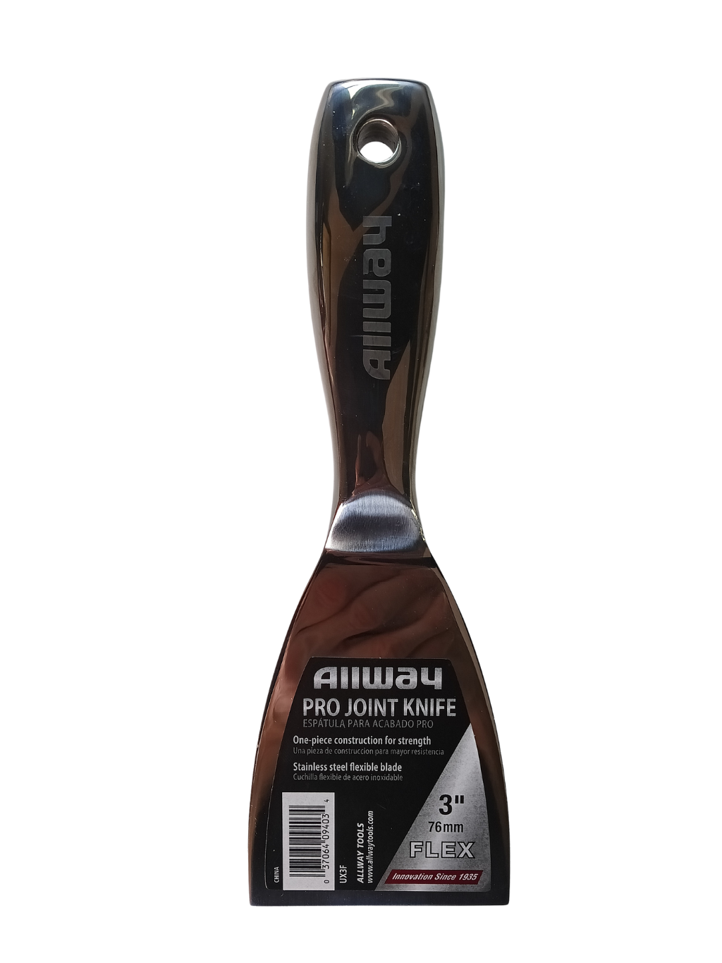 Allway UX3F 3" Unibody Stainless Steel Joint Knife - One-Piece Construction, Rust-Free