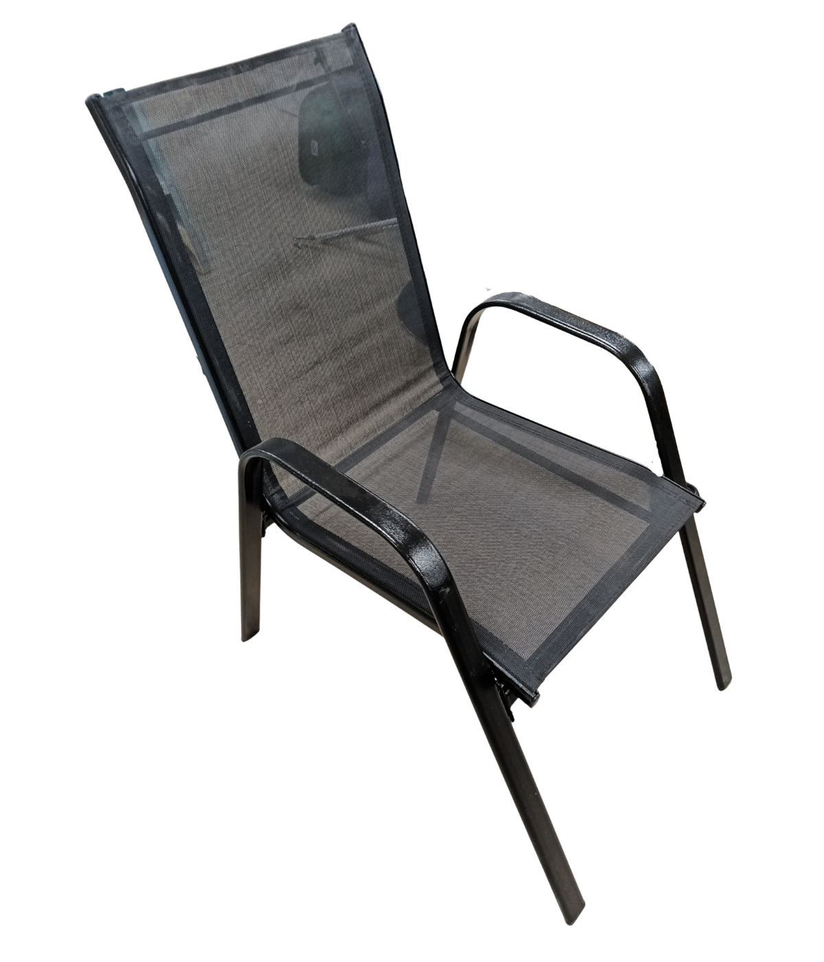 Heavy-Duty Metal and Mesh High-Back Patio Chair (Black)