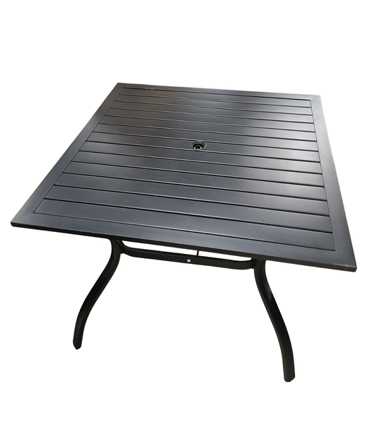 Heavy-Duty All-Metal Slat-Top Patio Table (Black)