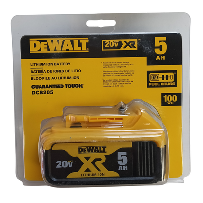 DEWALT 20V MAX 5.0Ah Lithium-Ion Battery - Premium XR High-Capacity Pack (DCB205)