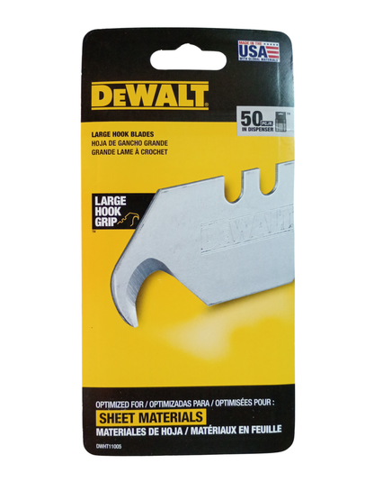 DEWALT Large Hook Utility Knife Blades with Dispenser (50-Pack) - DWHT11005