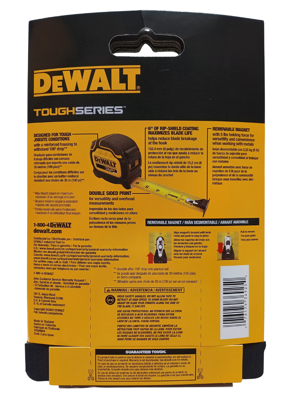 DEWALT 25 ft. TOUGHSERIES™ Tape Measure - 17 ft. Reach, Double-Sided, Magnetic (DWHT36925)