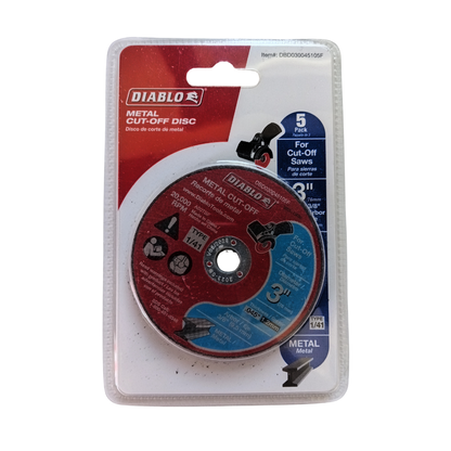 Diablo 3" Metal Cut-Off Discs (5-Pack) - .045" Thin Kerf, 3/8" Arbor