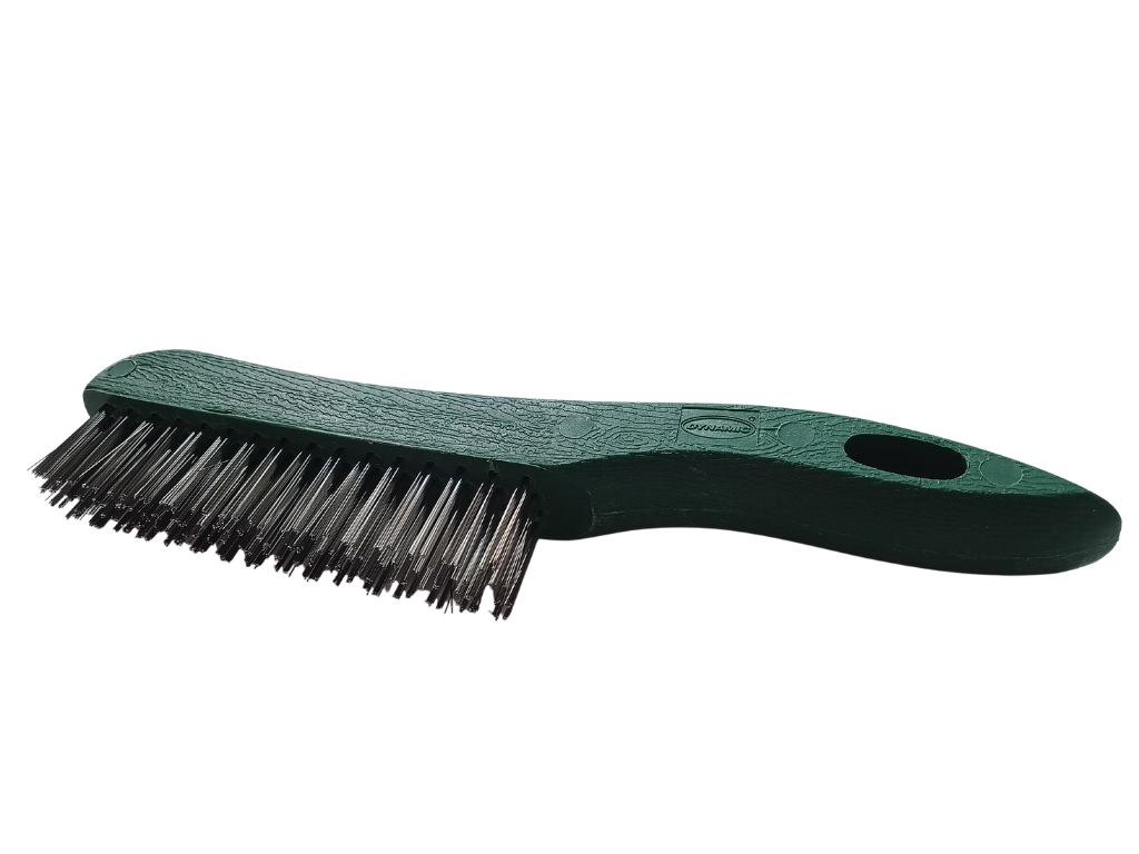 Dynamic 10" Plastic Handle Steel Wire Brush - Ergonomic Grip, Tempered Bristles