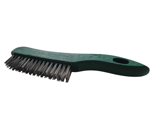 Dynamic 10" Plastic Handle Steel Wire Brush - Ergonomic Grip, Tempered Bristles