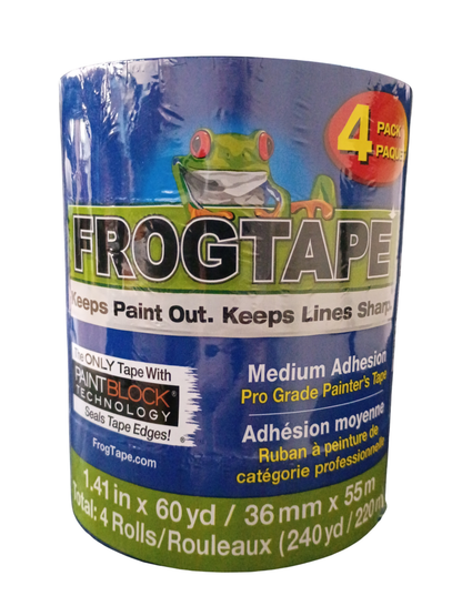 FrogTape Pro Grade Blue Painter's Tape 1.41" x 60 Yd (4-Pack) - 104956