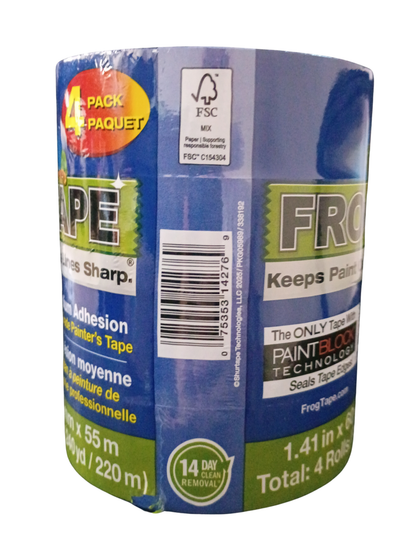 FrogTape Pro Grade Blue Painter's Tape 1.41" x 60 Yd (4-Pack) - 104956