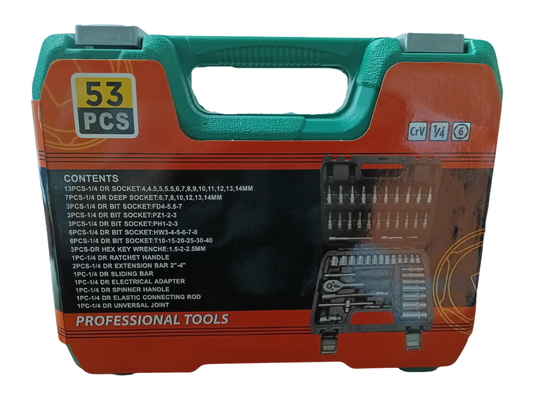 Generic — 1/4" Drive Metric Socket & Bit Set (53-Piece) — Green Case