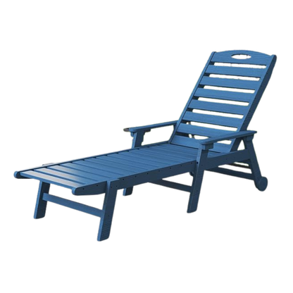 Premium All-Weather HDPE Outdoor Chaise Lounge Chair with Wheels