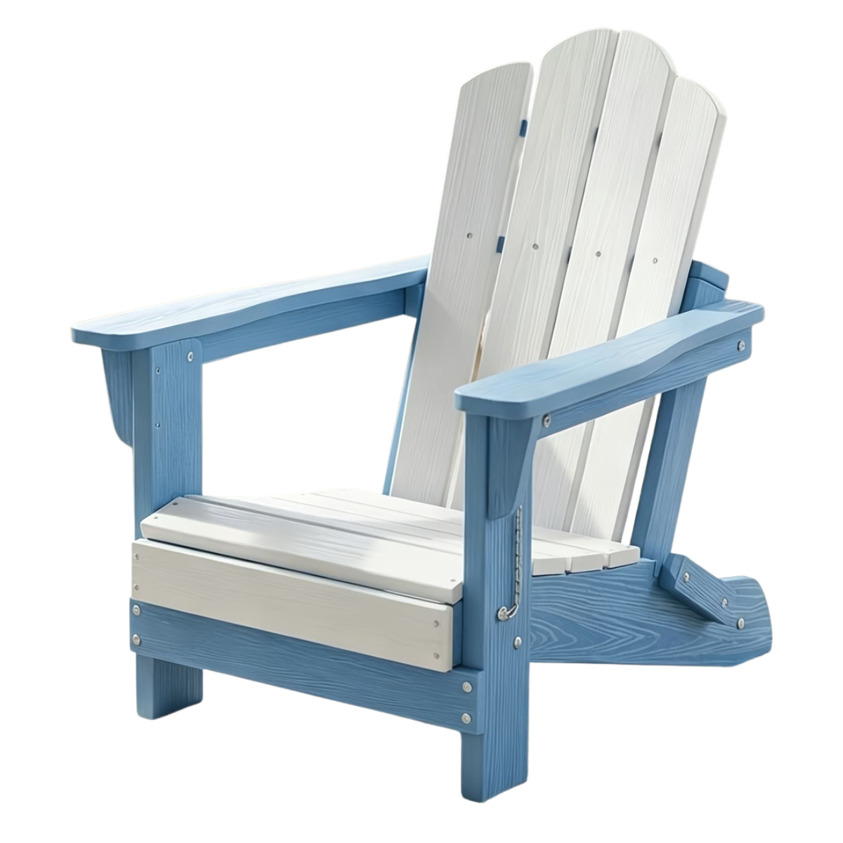 Premium HDPE Kids Weatherproof Adirondack Chair – Blue & White Twin-Tone (Unassembled)