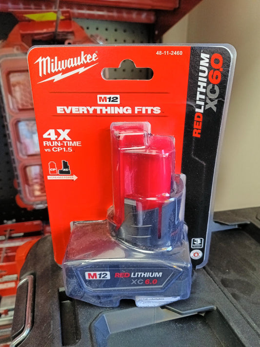 Milwaukee M12 REDLITHIUM™ XC6.0 — 12V 6.0Ah Extended Capacity Battery (48-11-2460)