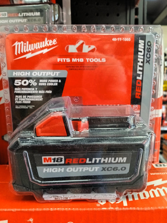 Milwaukee M18 REDLITHIUM™ HIGH OUTPUT™ XC6.0 — 18V 6.0Ah Battery Pack (48-11-1865)