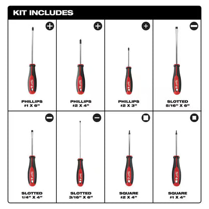 Milwaukee — Phillips / Flat / Square-Hex Drive Screwdriver Set (8-Piece)