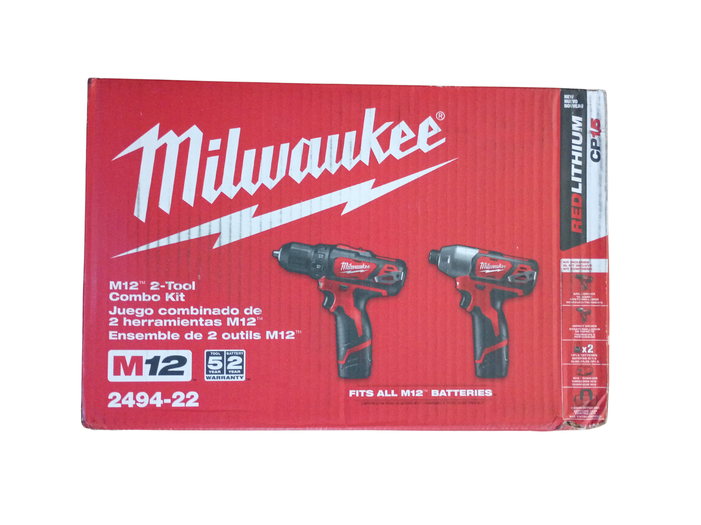 Milwaukee M12 12V Cordless 3/8" Drill/Driver & 1/4" Hex Impact Driver 2-Tool Combo Kit - 2494-22