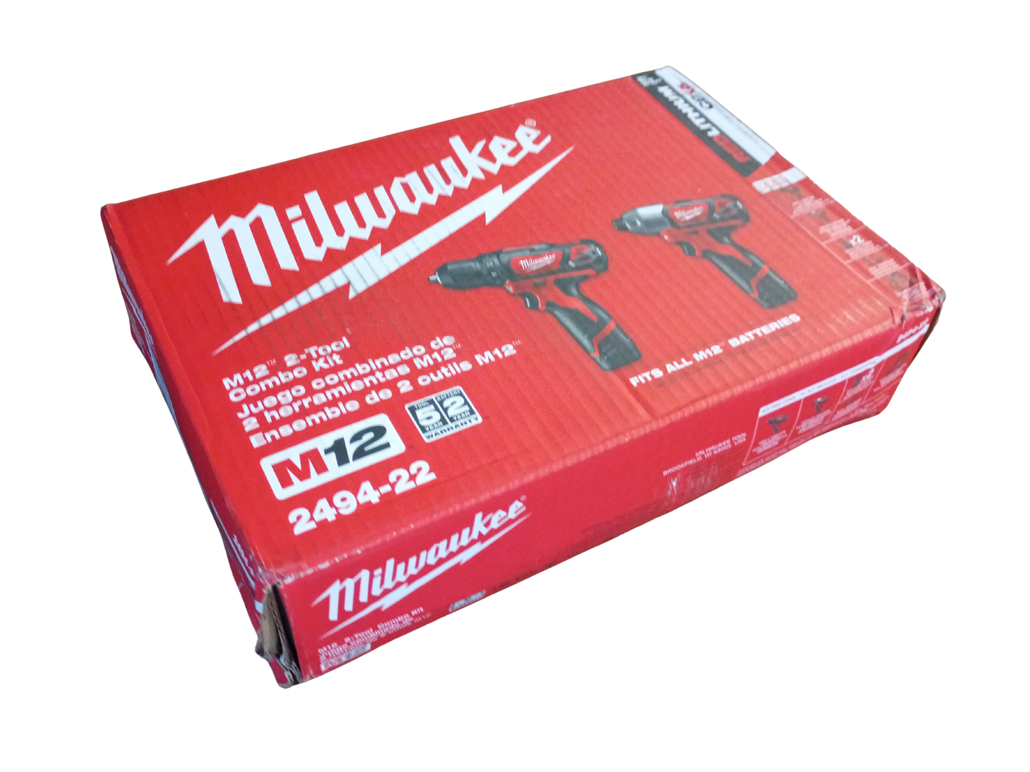 Milwaukee M12 12V Cordless 3/8" Drill/Driver & 1/4" Hex Impact Driver 2-Tool Combo Kit - 2494-22