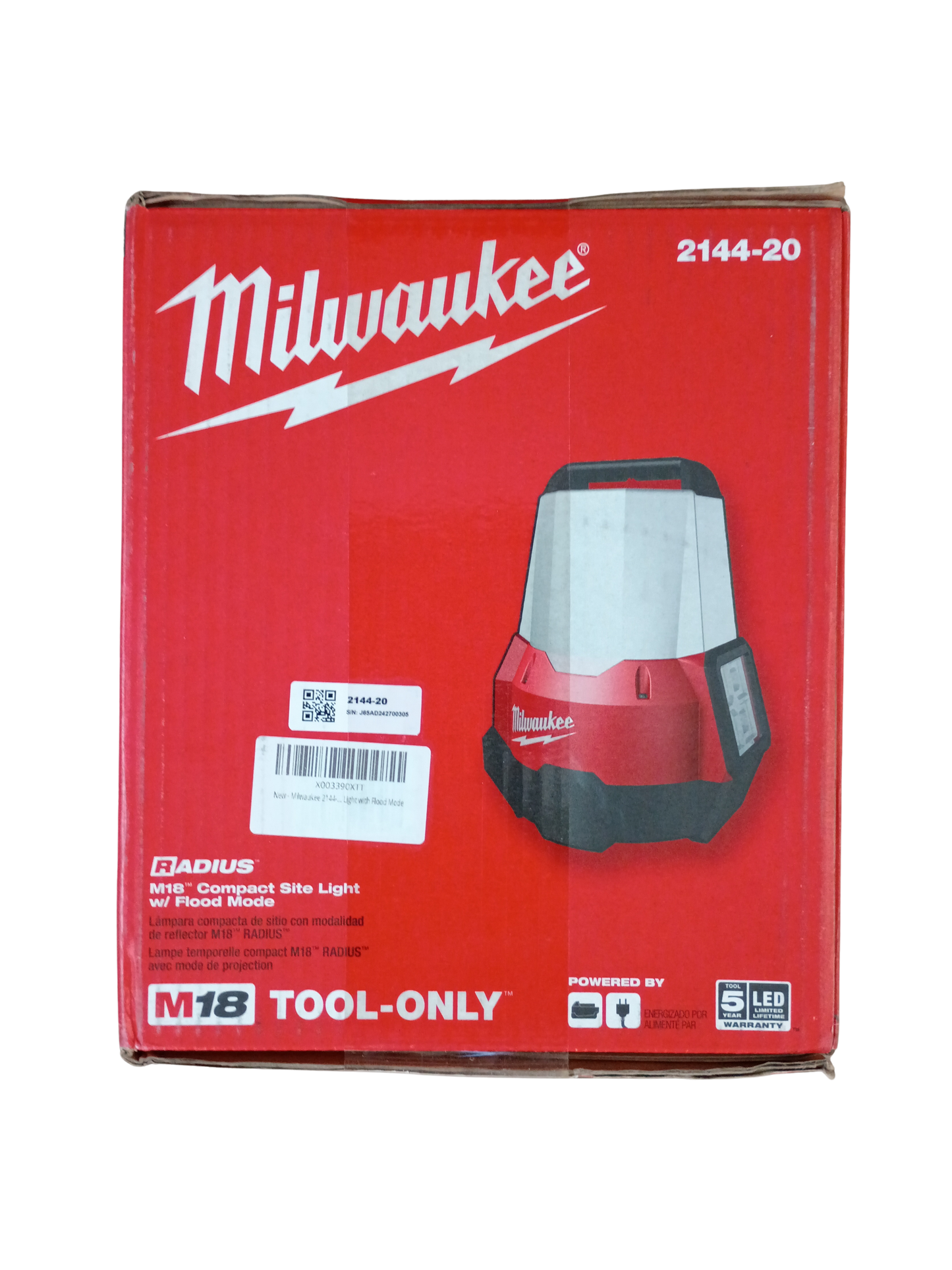 Milwaukee M18 RADIUS 2200 Lumens LED Compact Site Light with Flood Mode - 2144-20
