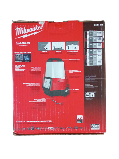 Milwaukee M18 RADIUS 2200 Lumens LED Compact Site Light with Flood Mode - 2144-20