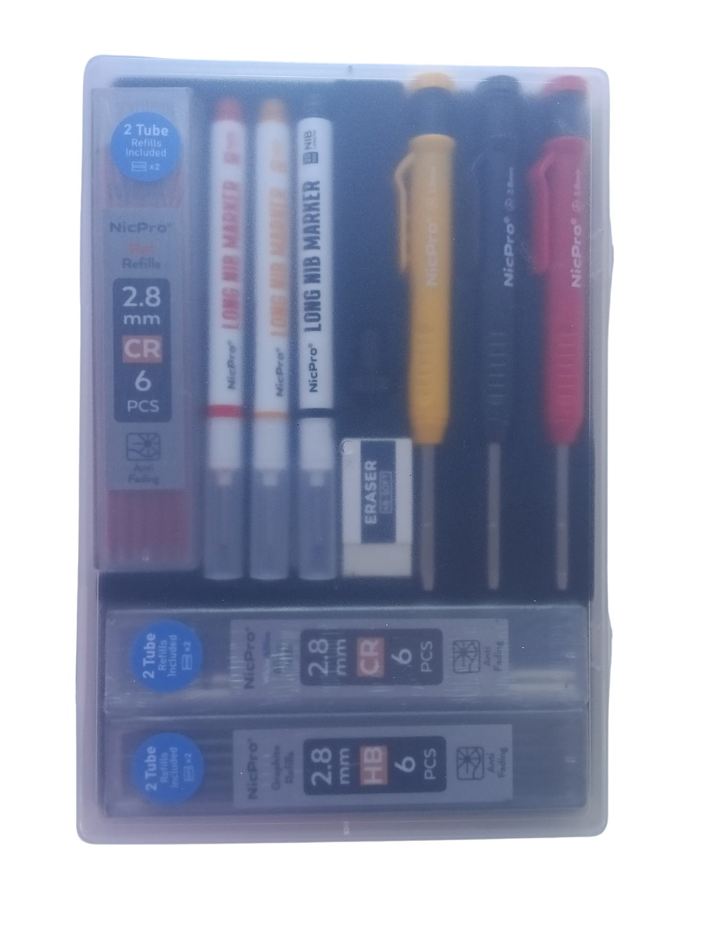 Nicpro 10-Piece Mechanical Carpenter Pencil & Long Nib Marker Set - 2.8mm Deep Hole Kit